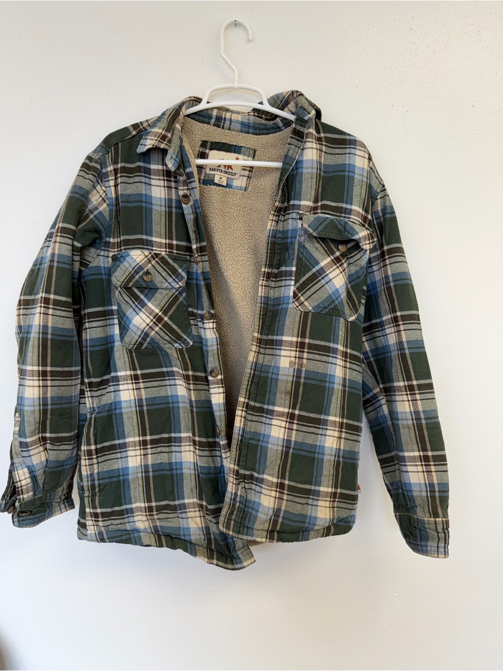 Unbranded Men's Green Plaid Sherpa-Lined Jacket